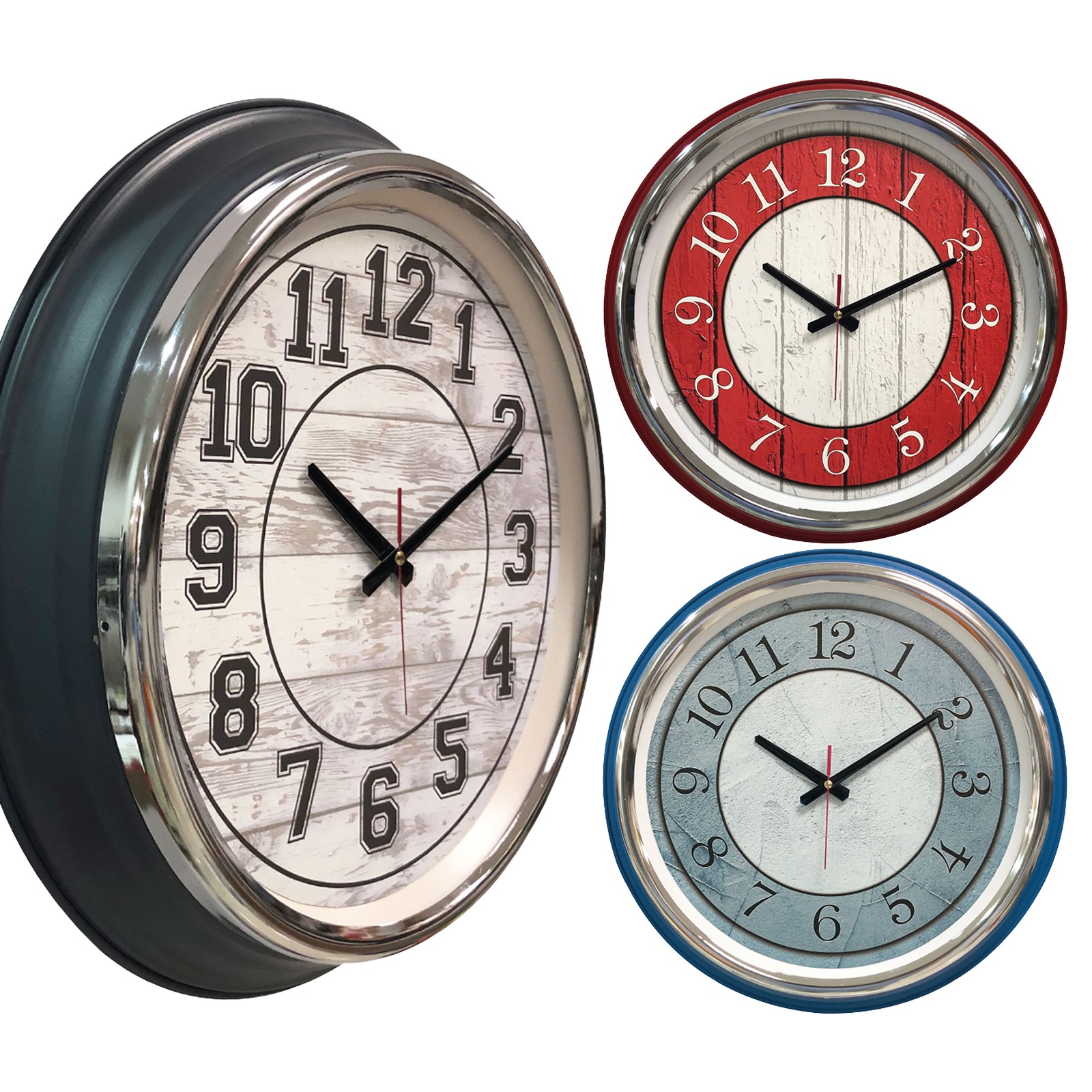 KİBELE201 MAVİ METAL KASA DUVAR SAATİ (505 MM)