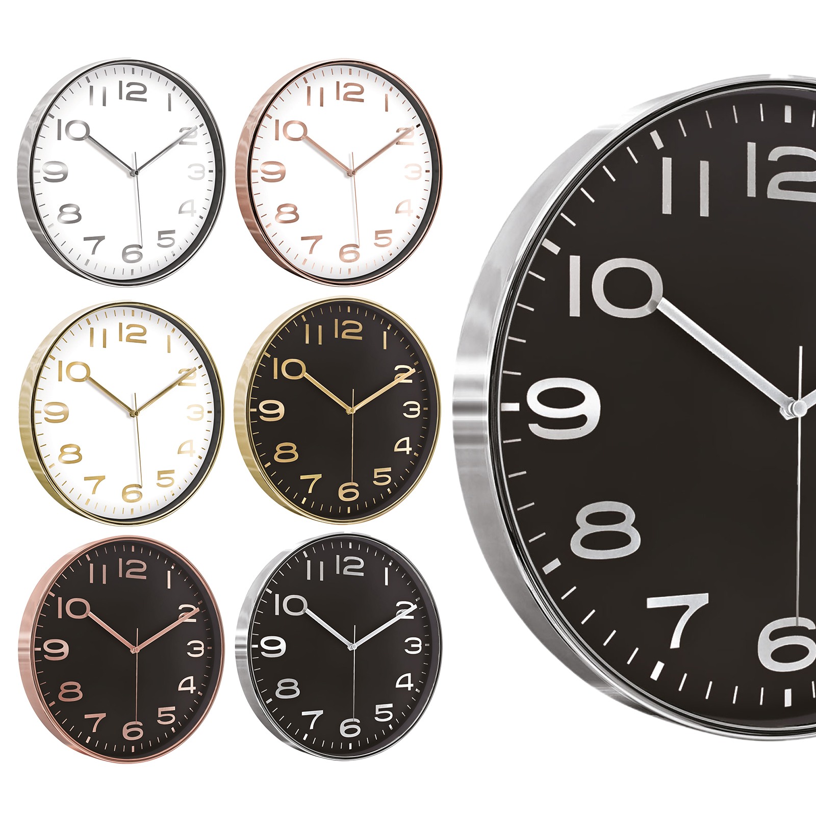 HADES406 ALTIN-BEYAZ METALİZE ÇERÇEVE DUVAR SAATİ(380 MM)