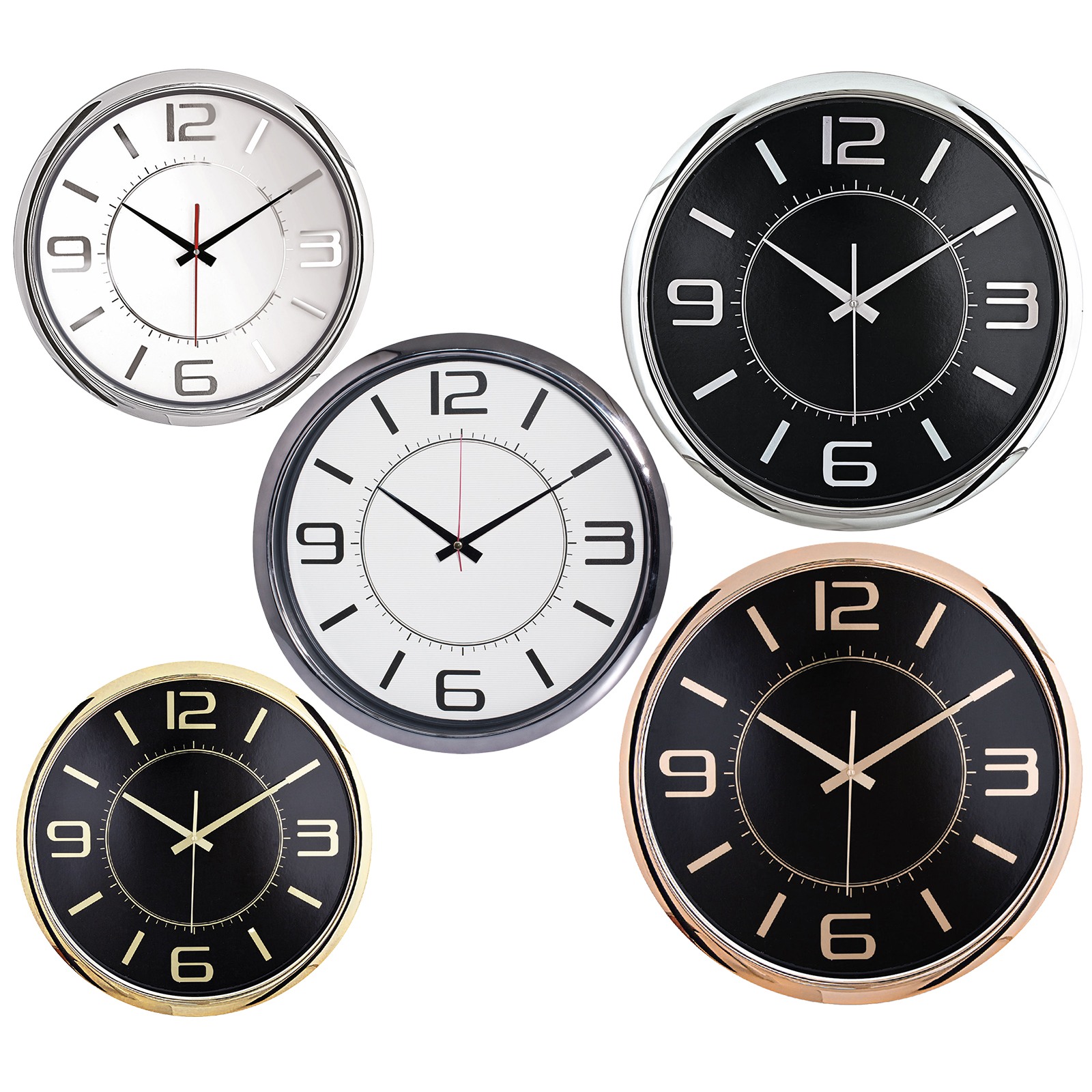 HELLEN404 SİYAH-ALTIN METALİZE ÇERÇEVE DUVAR SAATİ (420 MM)