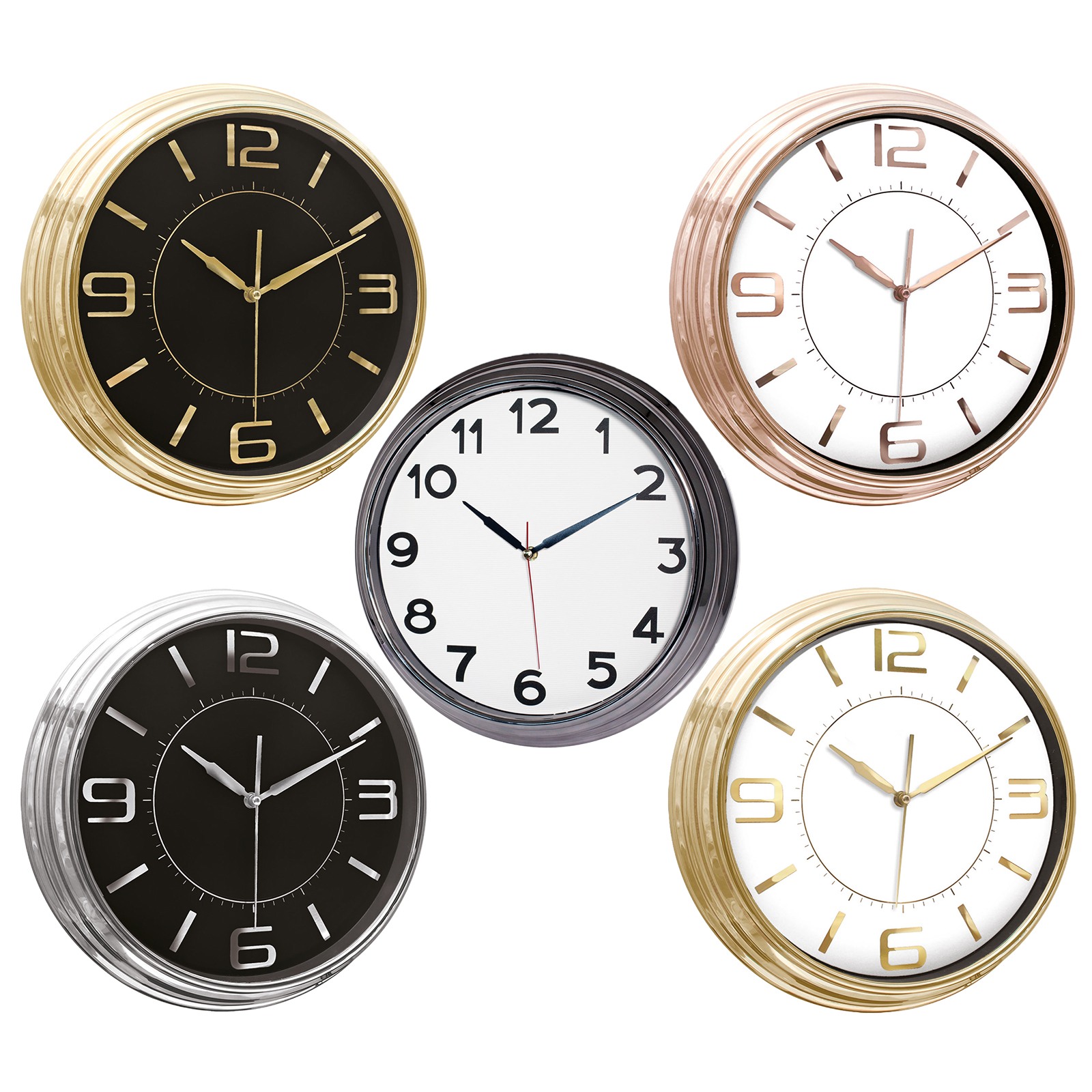 SEZAR401 SİYAH-ALTIN METALİZE ÇERÇEVE DUVAR SAATİ (380 MM)