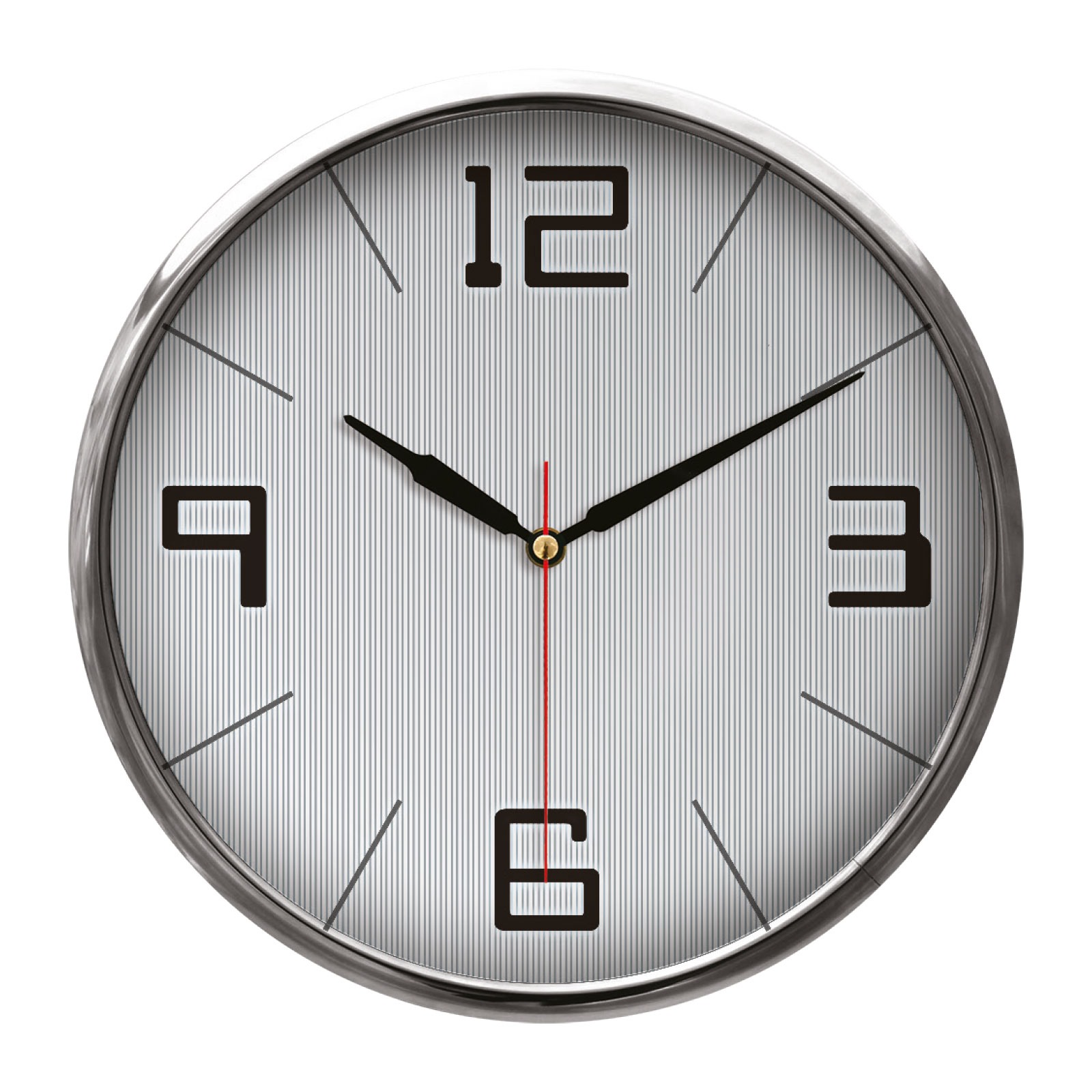 5019 THOR707 SİYAH-GÜMÜŞ METAL ÇERÇEVE DUVAR SAATİ (320MM)